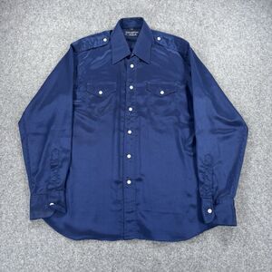 Vintage Givenchy for Chesa 70s Blue Shimmer Long Sleeve Shirt Large